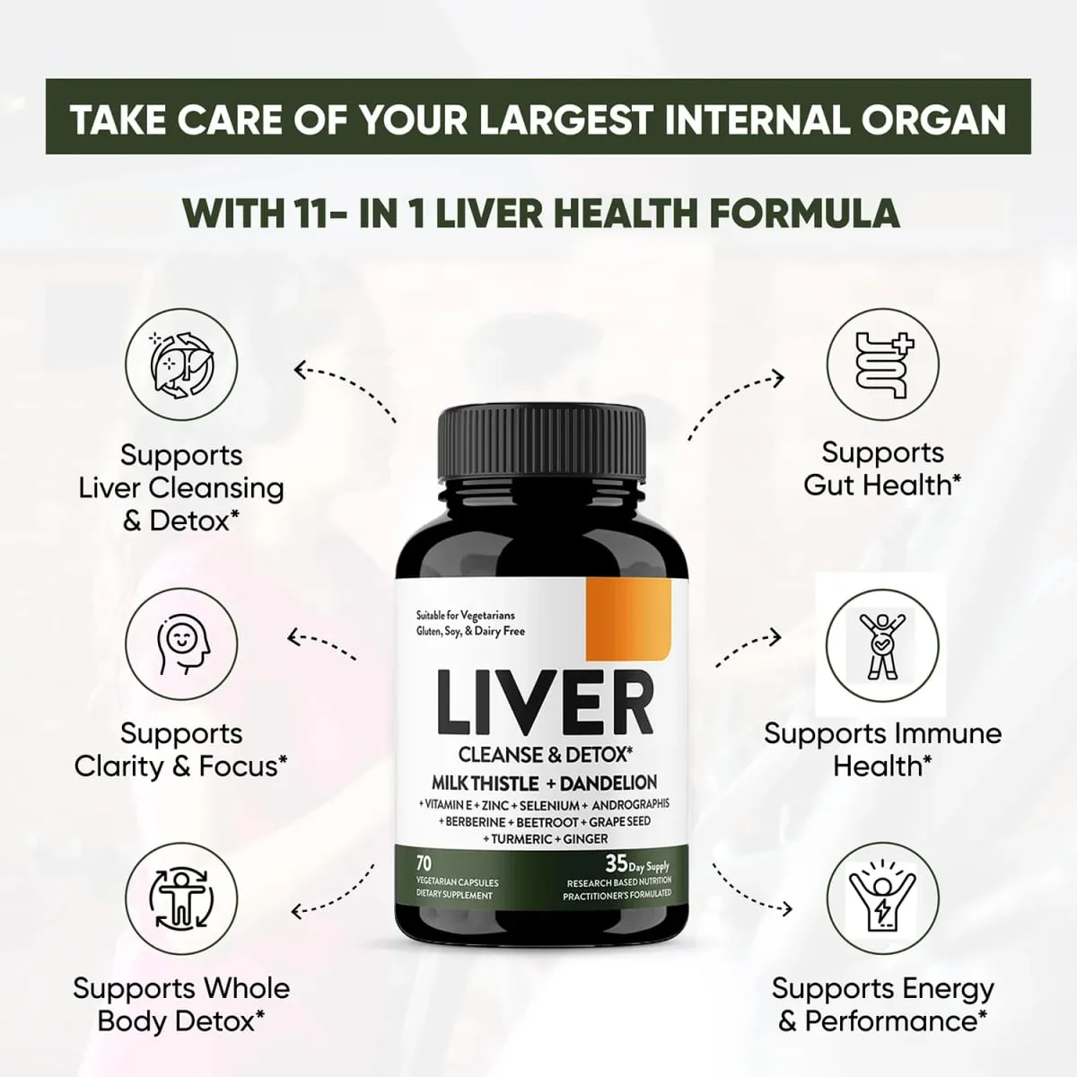 Liver Cleanse Support - Milk Thistle Supplement Herbal Liver Support for Digestion & Immune Health - Gluten-Free 70 Capsules — image 3