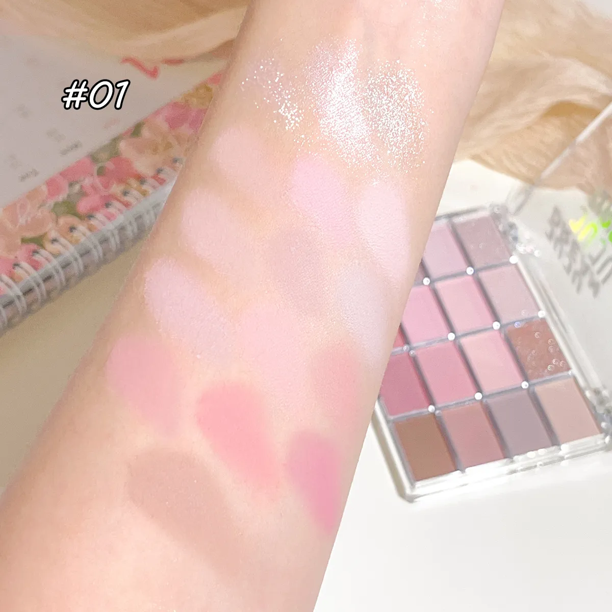 16-Color Eyeshadow Palette Matte & Shimmer – Nude Earth Tones Silky Blendable Texture Korean Style Natural Eye Makeup Look — image 3