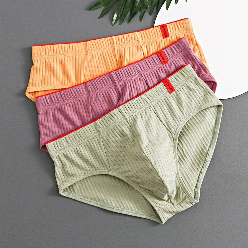 1/3 pièces hommes slips taille moyenne élastique doux respirant Anti-septique U convexe rayé couleur unie décontracté hommes caleçons sous-vêtements hommes — image 25