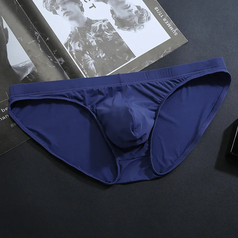 Seamless Ice Silk Briefs Men Big U Pouch Sexy Ice Silk Bikini Underwear Plus Size Low Rise Solid Color Male Panties — image 23
