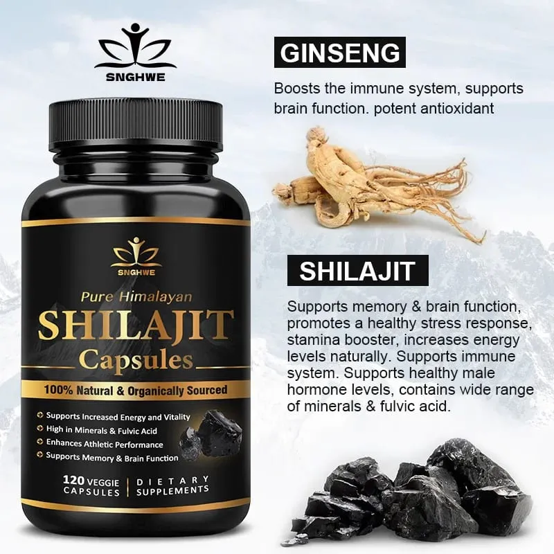 Himalaya Shilajit Capsule Original High in Trace Minerals& Fulvic Acid for Energy Muscle Strength&Immunity Endurance for Adult
