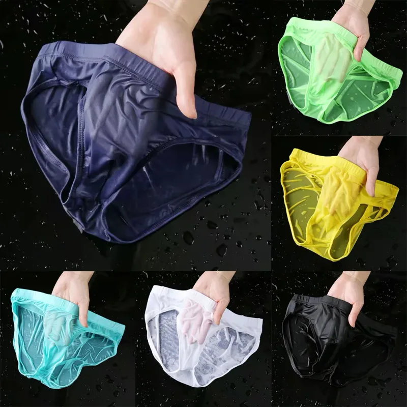 ผู้ชายเซ็กซี่ Sheer Ice Silk ชุดชั้นใน Quick-Dry U กระเป๋านูน Breathable ต่ำเอวกางเกงฤดูร้อน Cooling — image 9