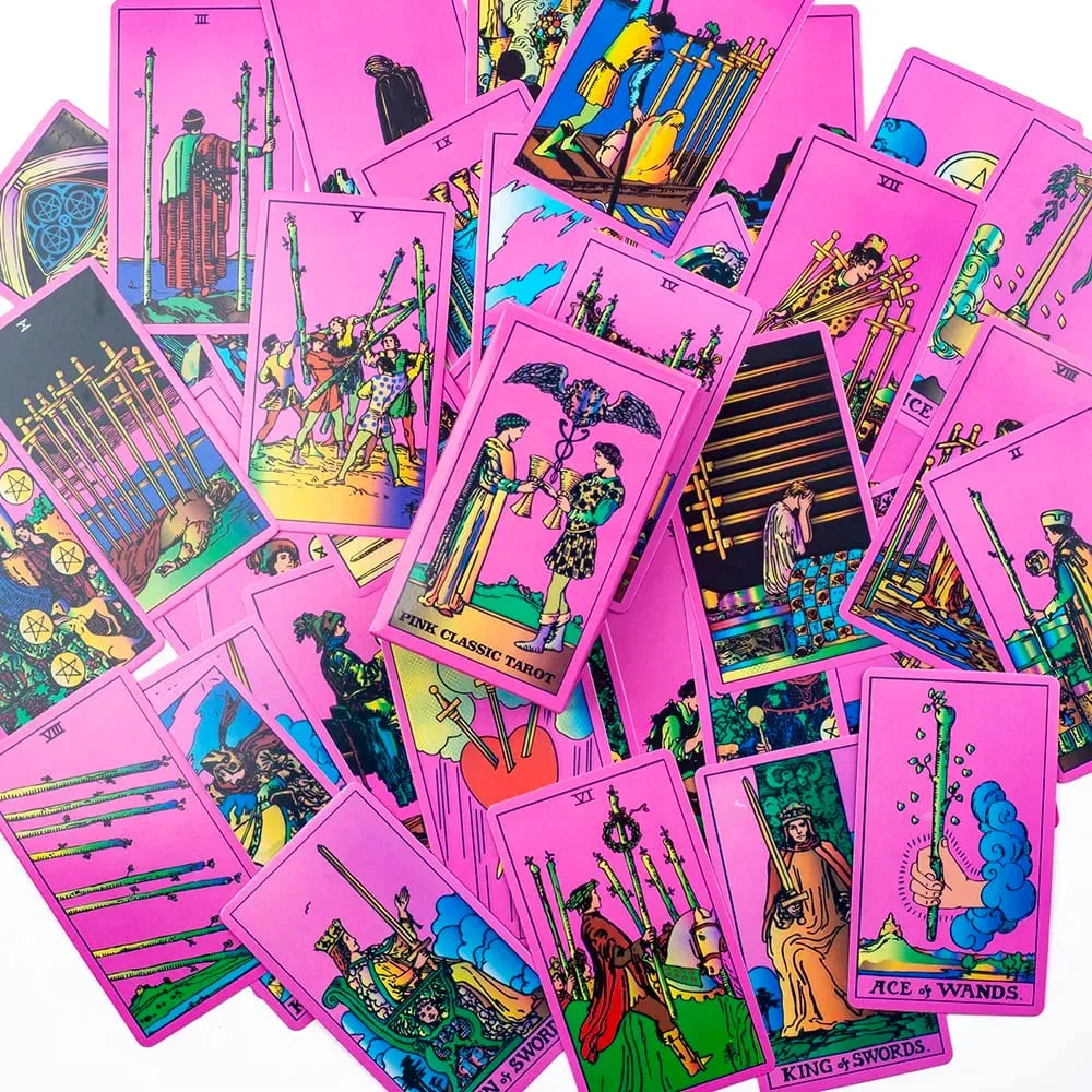 10,3*6 cm Pink Neon Style Tarot Deck 78st - Klassiska Rider-Waite Smith Vibrant Trippy-kort — image 6