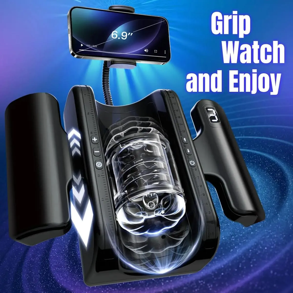 Automatic Male Masturbator Cup 10 Thrusting&Vibration Modes Heating Function with Phone Holder Stroker Adult Sex Toys For Men