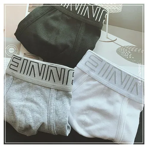 3pcs/lot Men's underwear made of pure cotton, Japanese style, simple white flat corner pants,with waistband and buttocks raised,