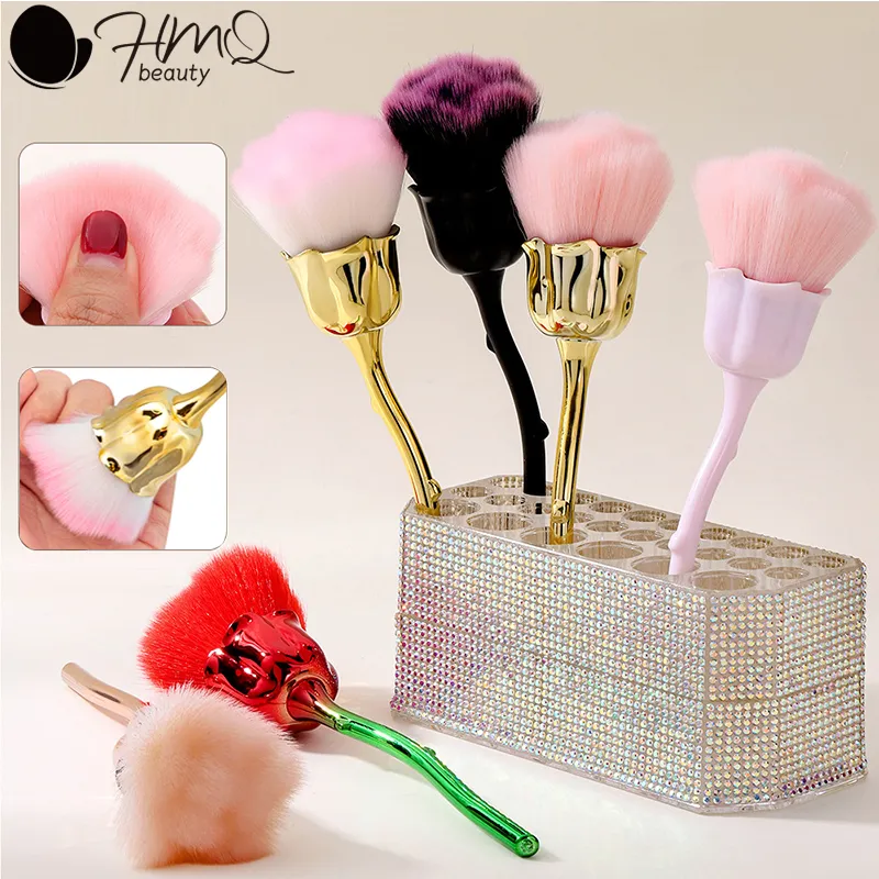 Rose Flower Shape Makeup Brush Round Makeup Loose Powder Brushes Manicure Nail Polishing Dust Removal Brush Beauty Make Up Tools — image 1