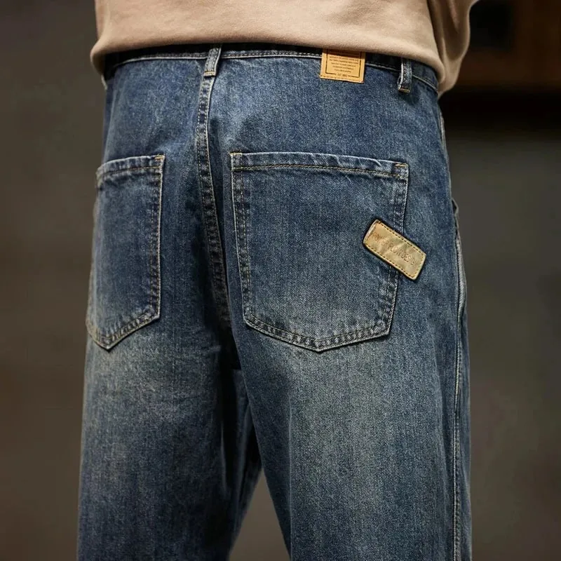 2026 Cargo Jeans Men Harem Pants Loose Baggy Pants Blue Patched Fashion Designer Pockets Trousers Oversized Tapered Streetwear — image 7