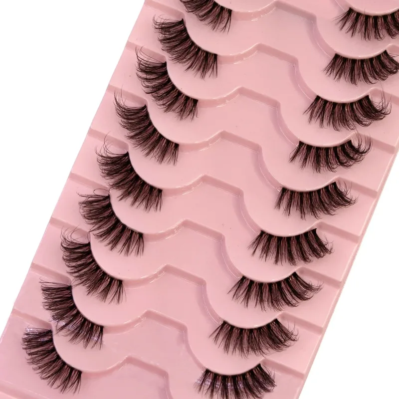 Černé řasy 10 polovičních řas Soft Natural Cat Eye Lashes Makeup Tool Prodlužovací nástroj Fluffy Faux Cils sezona návratu do školy — image 8