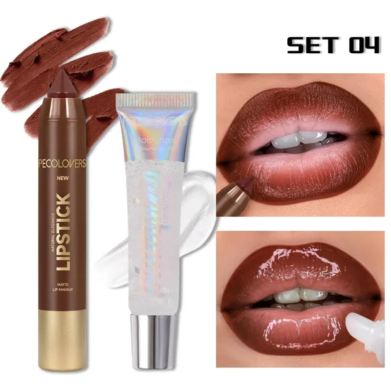 1SET Lip Liner Pencil Set Lip Liner with Lip Gloss Outline Lip Contour Moisturize Lips Full Andarming Lips Lip Makeup