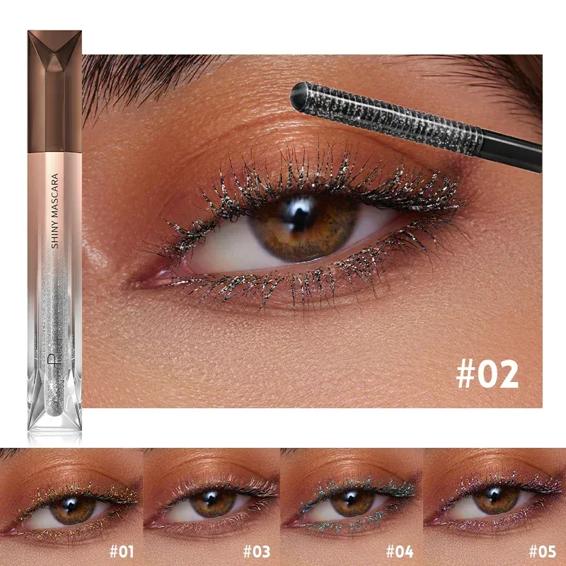 Eyelash Eyebrow Glitter Mascara Brush Lengthing Eye Lash Colored Blue Pink Gold Mascara Eyelashes Curling Extension Makeup — image 4