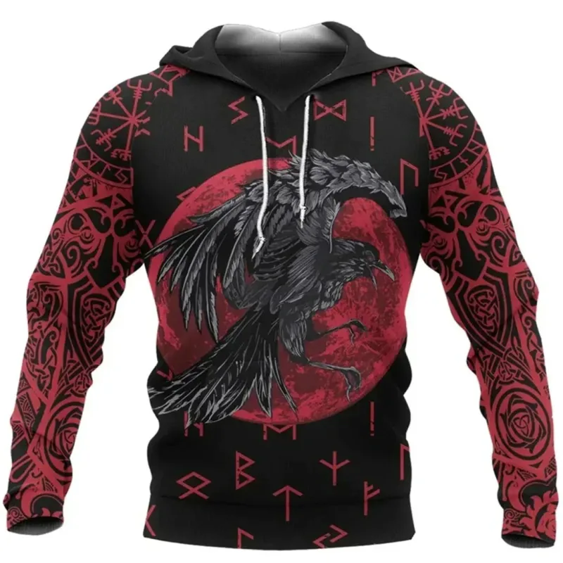 2024 New Hoodie 3d Viking Harajuku Print Pullover Men's Hooded Sweatshirt Oversized Vintage Male Clothing Fall Long Sleeve — image 2