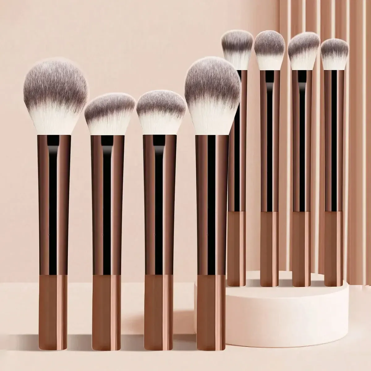 8Pcs Long‑Handle Multifunctional Makeup Brushes Set Synthetic Hair for Powder Blush Foundation Contour Face Cosmetic Makeup Tool — image 1