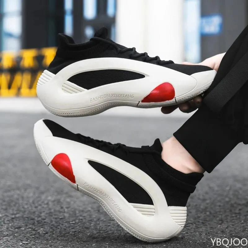 Spring and Autumn New Elastic Socks Men's Shoes Mid Top Breathable Thick Bottom Casual Large Size Men's Designer Shoes — image 3
