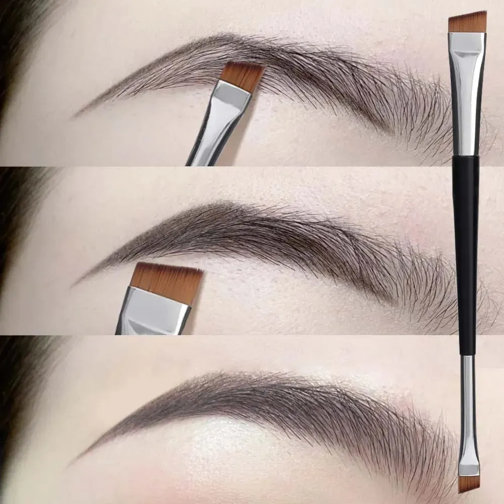 Professional Eyebrow Brush Eyeliner Angled Flat Head Blade Eye Liner Brow Contour Makeup Brushes Double-head Make Up Tools 15pcs — image 3