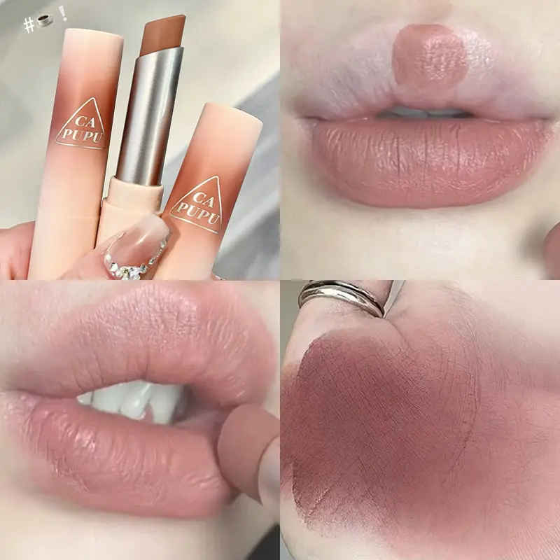 Waterproof Velvet Lipstick Easy To Wear Long-lasting Lipstick Matte Nude Coffee Lip Glaze Non-stick Cup Makeup Lip Tint Cosmetic — image 2