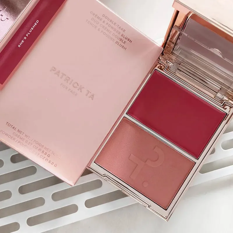 Patrick 2 in 1 Cream & Powder Blush Palette Dual Cheek Blush Duo Lasting Natural Brightening TA Makeup Cosmetics She's That Girl