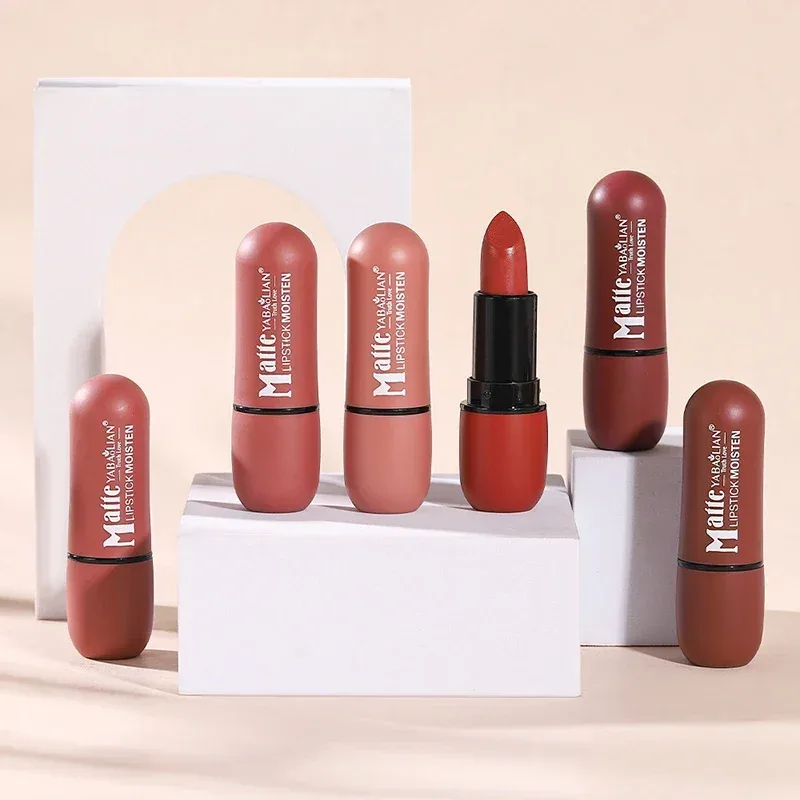 6-Color Matte Lipstick Sexy Velvet Lips Smooth Contour Pencil Brown Lip Waterproof Long-Lasting Color Lips Lipgloss Makeup