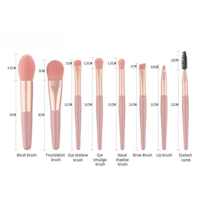 8 stk Mini Macaron bløde makeup børster sæt Bærbare begyndere skønhedsværktøjer til blush øjenskygge Komplet kosmetisk børstesæt