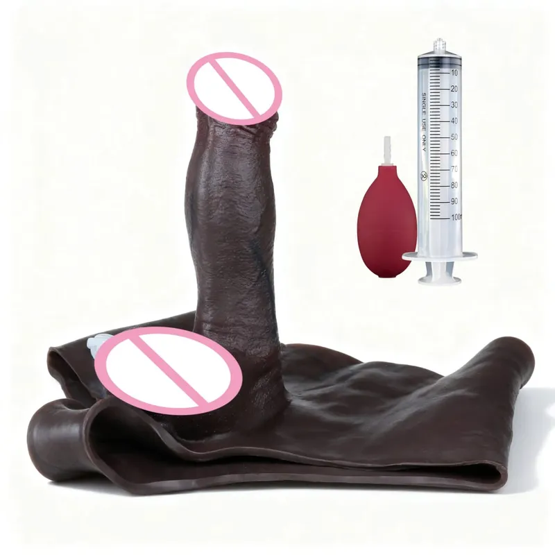 Sort nøgen strop stor realistisk udløsning dildo silikone sprøjtende trusser med simuleret solid penis sexlegetøj til kvinder