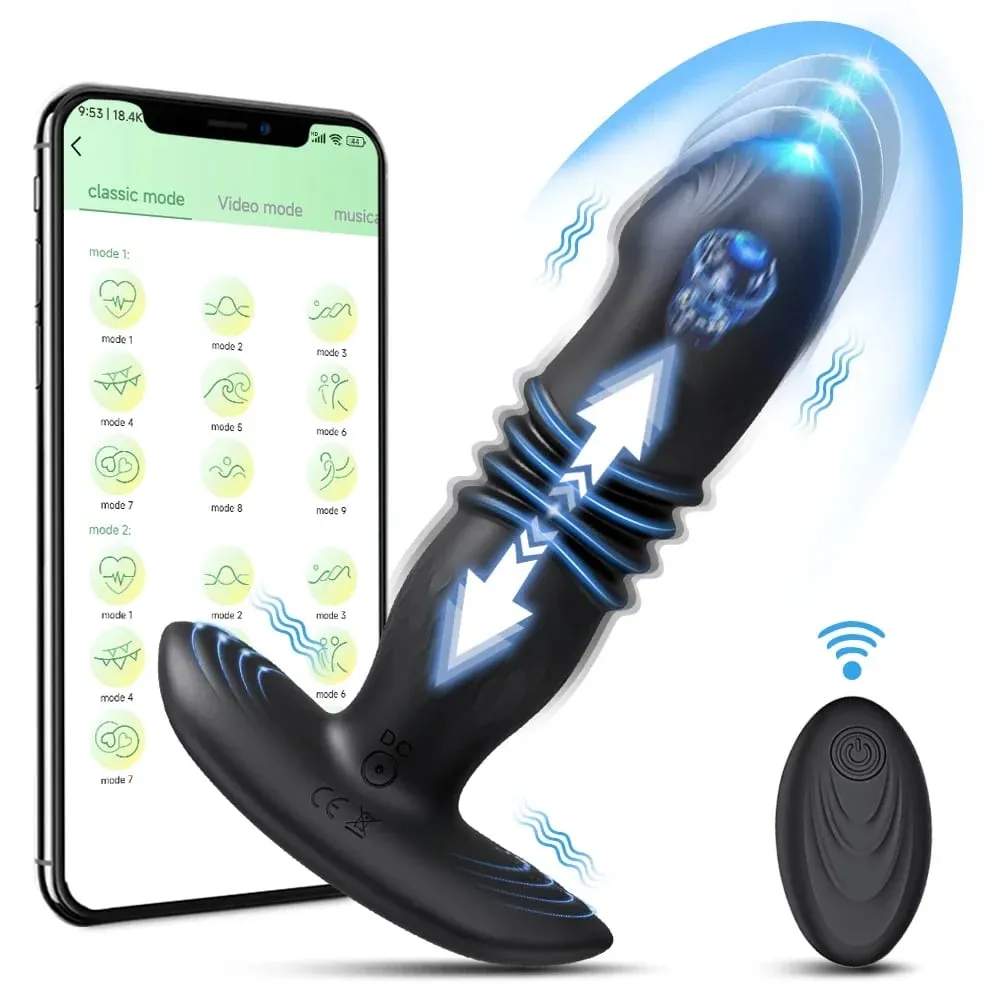 APP Control Vibrator Telescopic Vibrating Anal Plug Remote Control Sex Toy for Adult Anal Dildo Male Prostate Massager Anal Plug — image 1