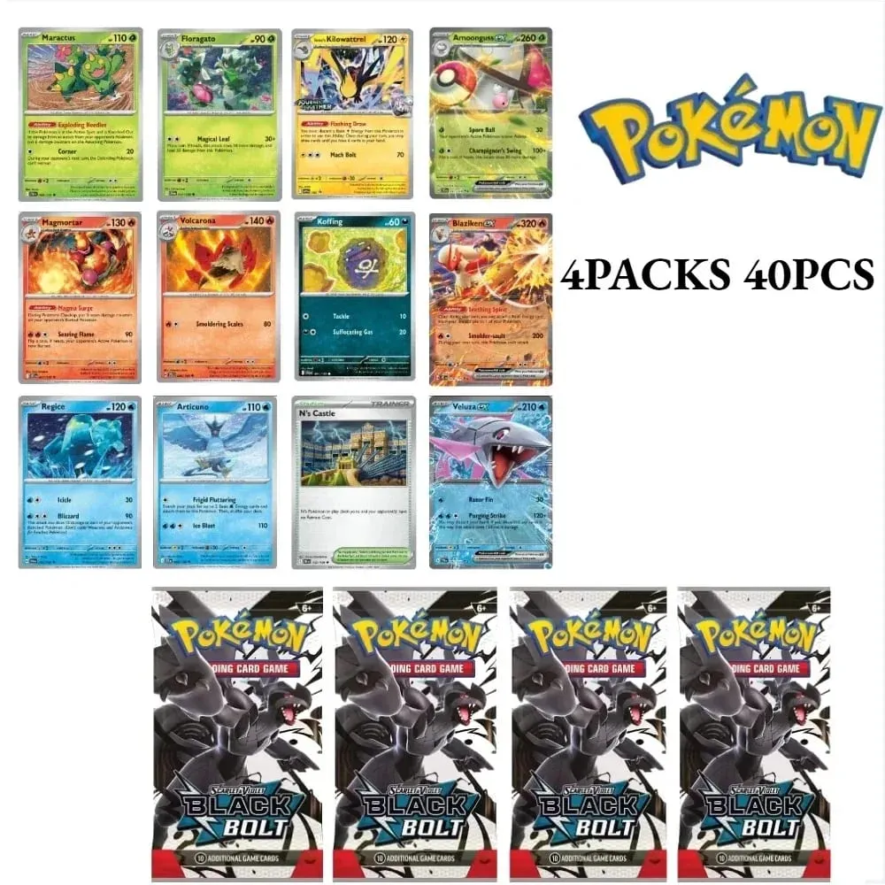 Menyenangkan 40 Buah Paket Kartu Pokemon 4 Set Sun Moon Violet 151 Kartu Perdagangan Inggris Mainan Koleksi Hadiah Halloween Fantasi Sci Fi — image 1