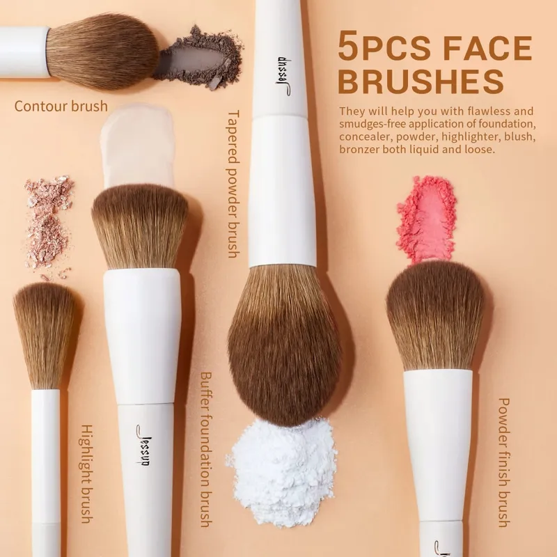 Jessup Makeup Brushes 10-14pc Makeup Brush Set Synthetic Foundation Brush Powder Contour Eyeshadow Liner Blending Highlight T329