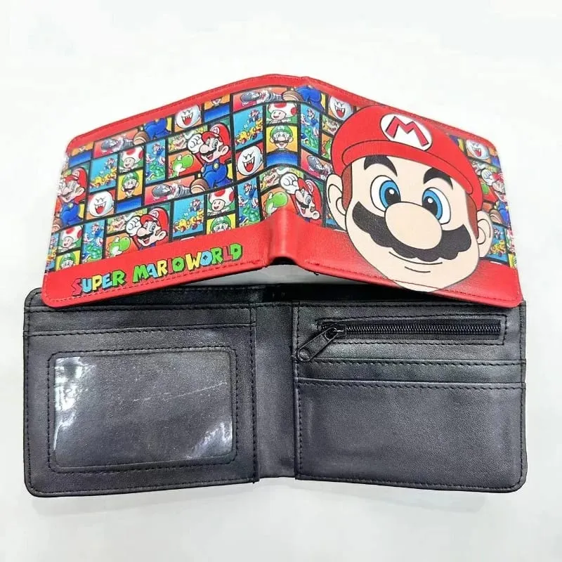 Super Mario Short Wallet Student Personality Kawaii PU Waterproof Multifunction Convenient Folding Change Card Clip