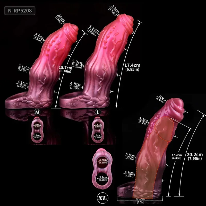 Grote Paard Penis Sleeve Holle Dildo Uitbreiding Mouw Siliconen Herbruikbare Knoop Condoom Cockring Extender Speeltjes voor Mannen — image 11