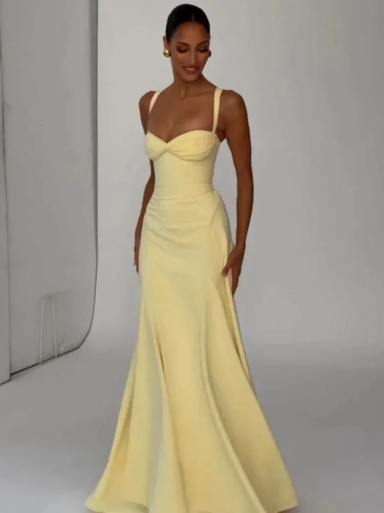Robe plissée couleur unie, Sexy, sans bretelles, fendue, Chic, dos nu, taille haute, épaules dénudées, robes de soirée, nouvelle collection 2026 — image 4