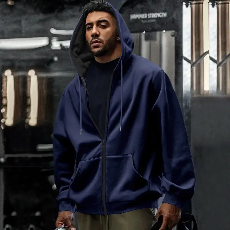 Baru 2026 Musim Gugur Kasual Lelaki Lengan Panjang Zip Bertudung Kot Sweatshirt Fesyen Lelaki Luaran Pakaian Sukan Jaket Hoodies — image 13