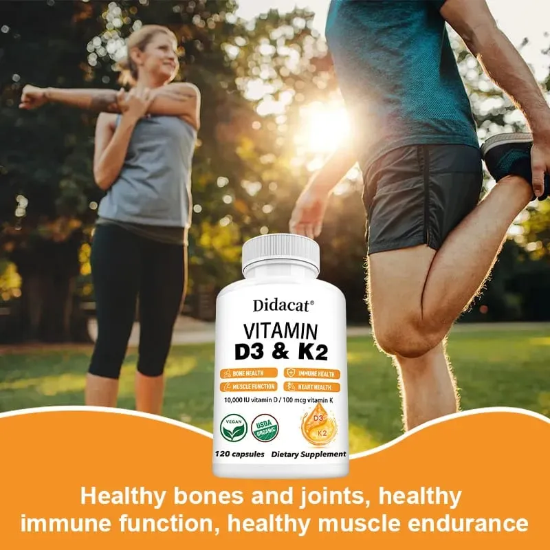 Vitamin D3+K2 Supplement 10000IU Vitamin D3 and K2 (MK-7) Capsules for Bone Heart Muscle Immune Support Non-GMO — image 6