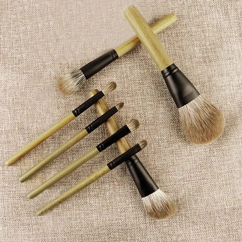 7pcs/set Fox hair Makeup brushes Set Powder Blusher Stippling Eyeshadow Detail Shadow Make up brushes Green Ebony Handle