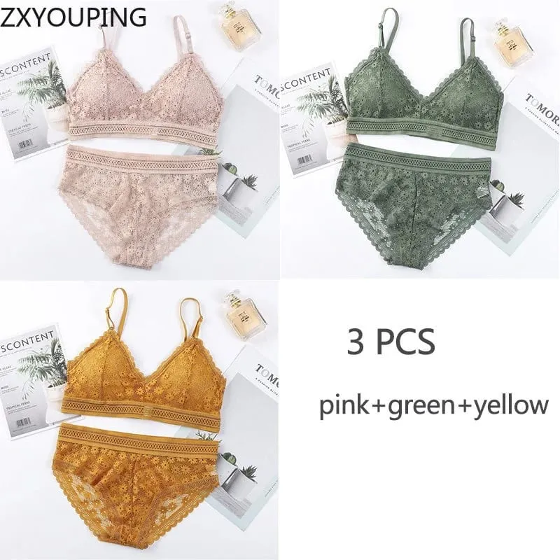 3 parça Set sutyen seksi dantel güzellik arka takım elbise iç çamaşırı dikişsiz kadın iç çamaşırı külot toplamak rahat iç çamaşırı — image 11