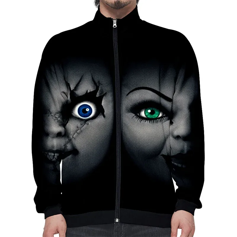 Coats Horror Movie Chucky Stand Collar Jackets Seed of Chucky Sweatshirt Cosplay Costume Long Sleeve Zipper Hoodies