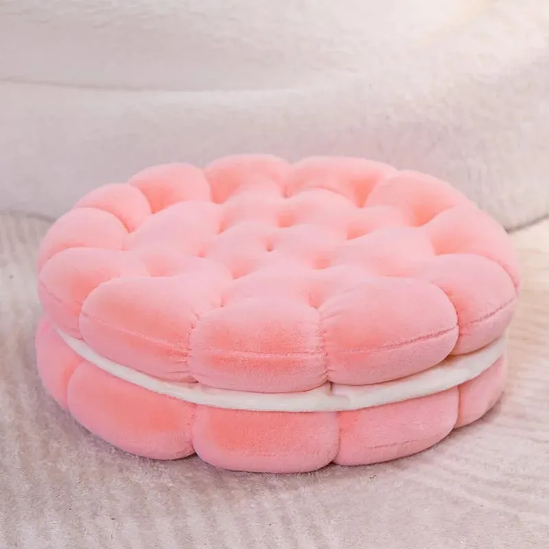 New Simulation Little Biscuits Doll Cushion Stuffed Round Cookie Plush Toys Creative Soft Pillow Chair Car Seat for Kid Gifts — image 12