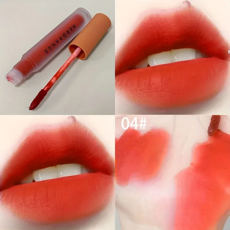Herorange Velvet Matte Lip Mud Low Saturation Waterproof Long Lasting Non-Sticky Cup Lip Makeup