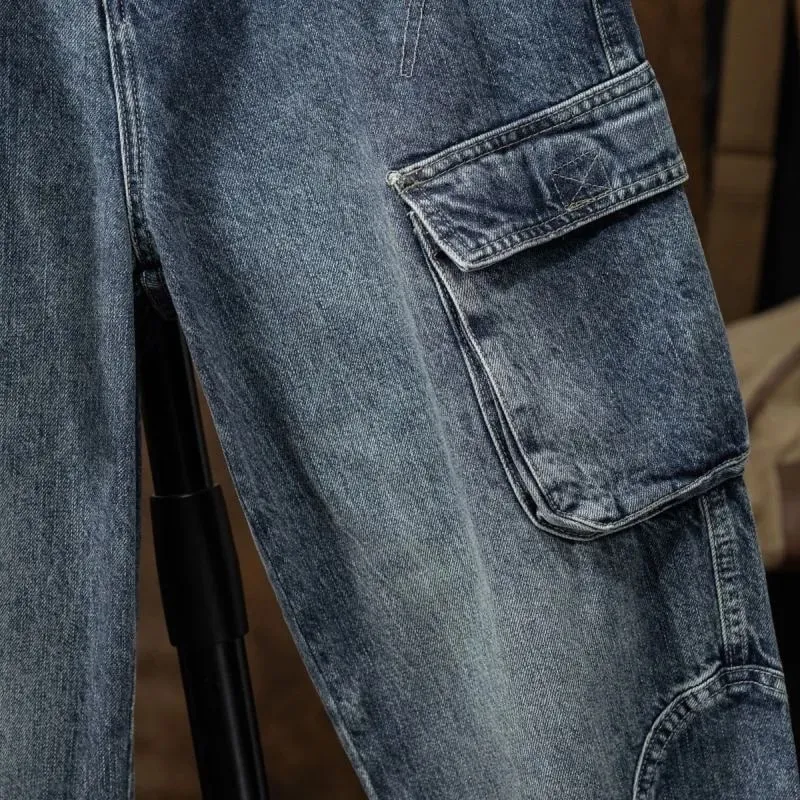 2023 Spring and Autumn New Classic Fashion With Solid Color Cargo Jeans Men Casual Loose Comfortable High Quality Pants 28-36 — image 4