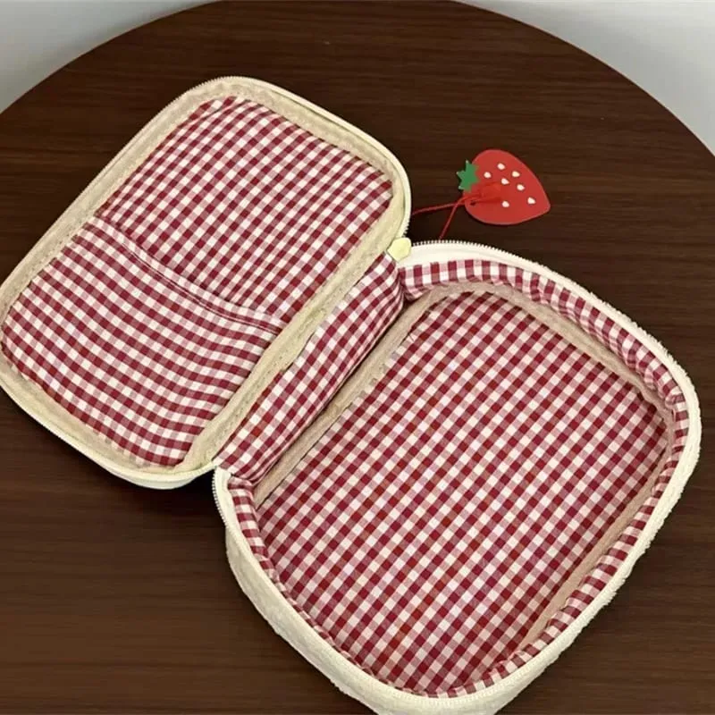 Sac à outils cosmétiques Sandwich aux fraises, sac de rangement de grande capacité pour pinceaux de maquillage, rouge à lèvres, organisateur cosmétique multifonctionnel — image 5