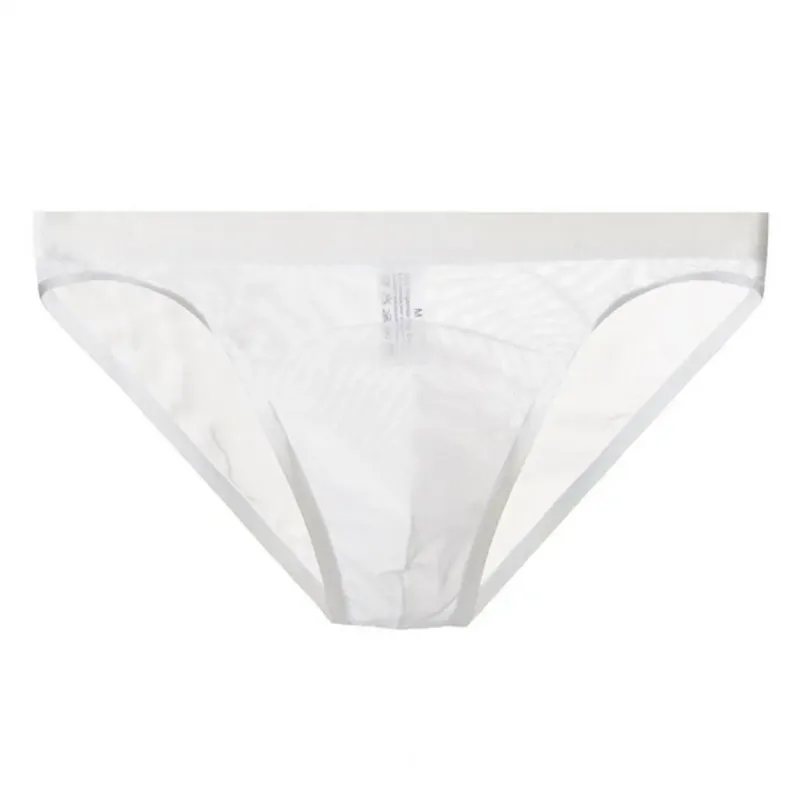Men Seamless Ice Silk Briefs Low-rise Ultra-Thin See-through Panties Solid Color Quick Drying Underwear — image 19
