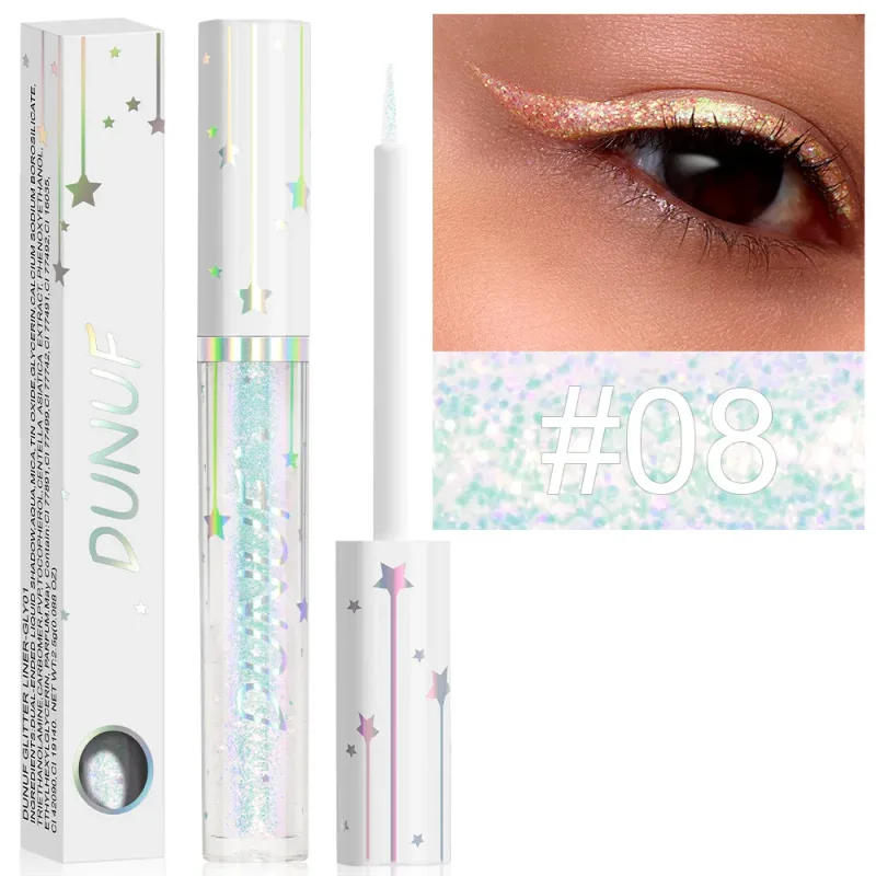 Diamond Blue Sequins Eyeliner Glitter Shiny Brighten Lying Silkworm Makeup Highlight Liquid Eye Liners Pigment Green Silver Gold — image 14