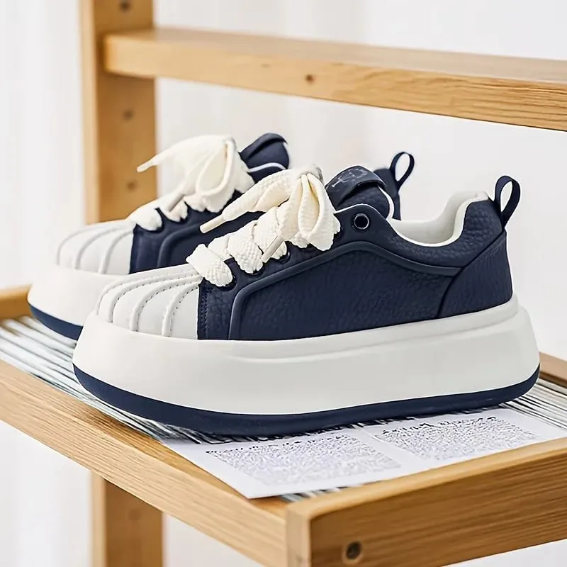 Novos sapatos masculinos de sola grossa aumentando a altura confortável leve versátil sapatos na moda e minimalista calçados esportivos casuais — image 4