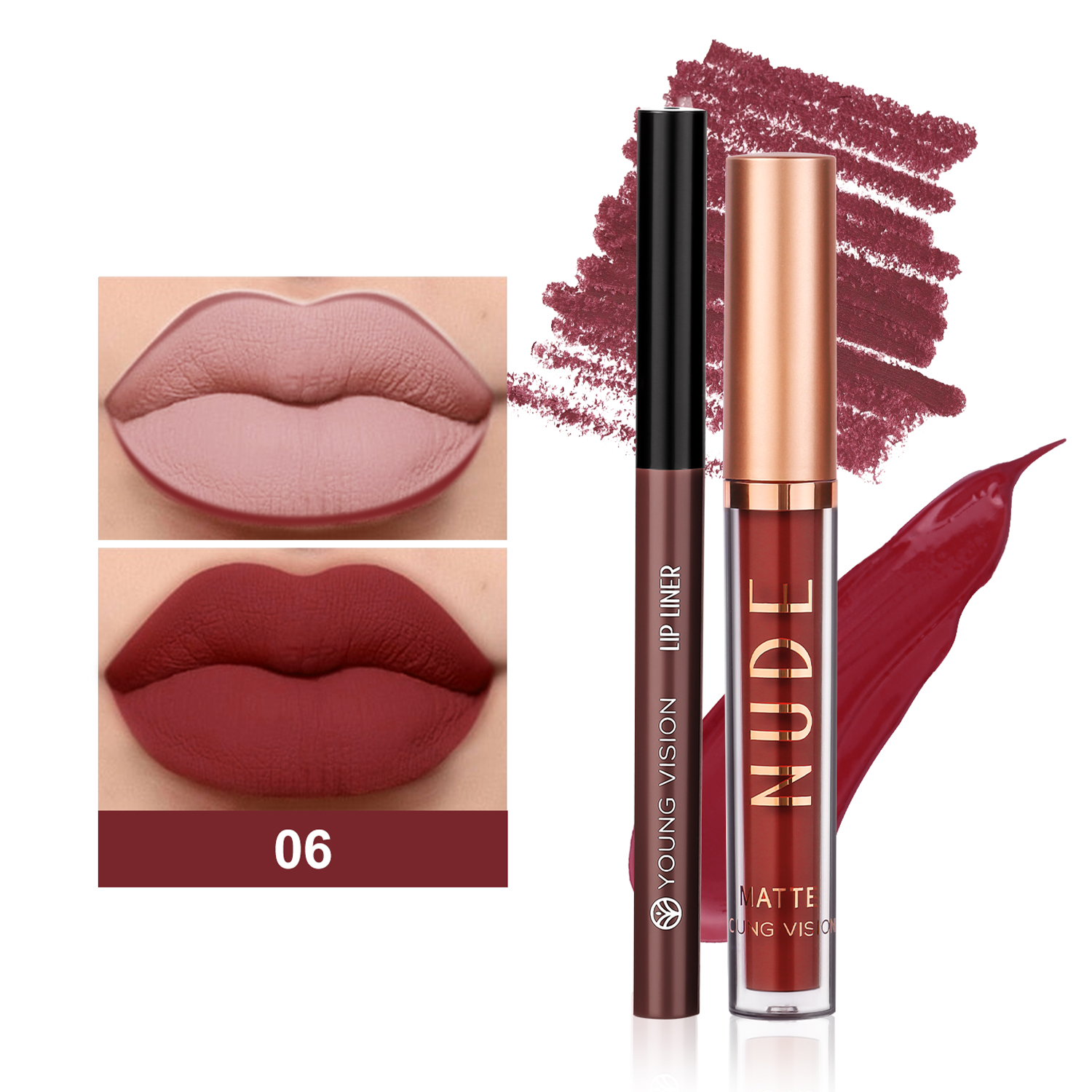 2-color matte long-lasting color lip liner set waterproof anti-sweat non-stick cup lip gloss rotatable lip liner — image 8