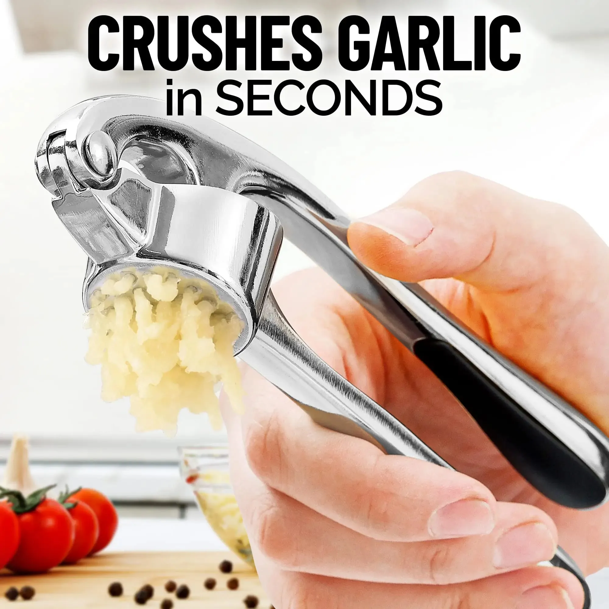 Garlic Press Rocker Zinc Alloy Grinder- Premium Professional Grade Garlic Mincer Crusher Presser Easy Clean Dishwasher Safe — image 5