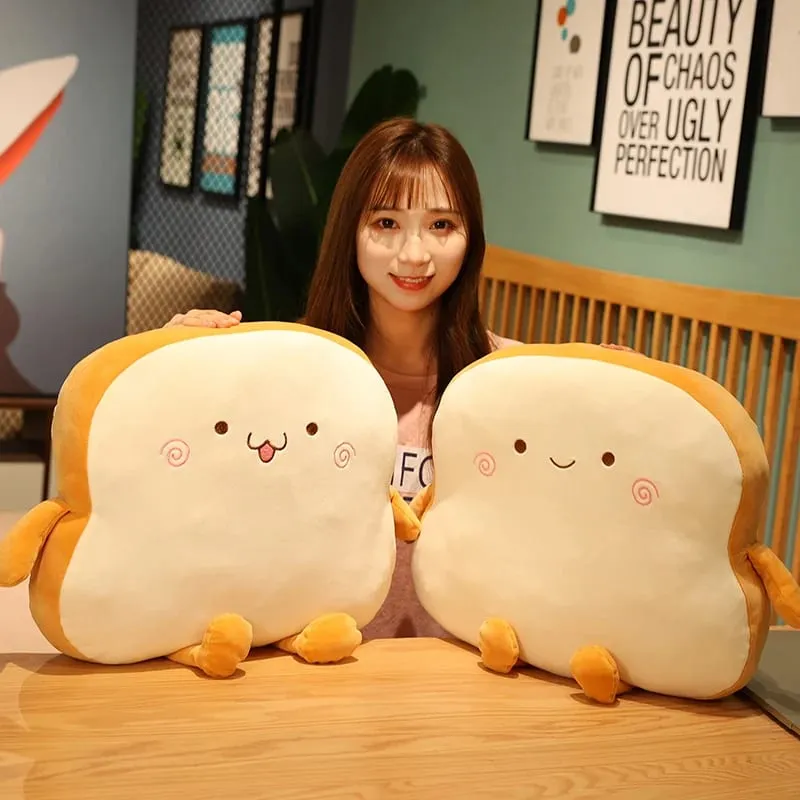 45x40cm Sop Bread Food Plush Pillow Stuffed Emotion Happy Smiling Squishy Seat Cushion Throw Pillow Lumbar Support Man Gift — image 5
