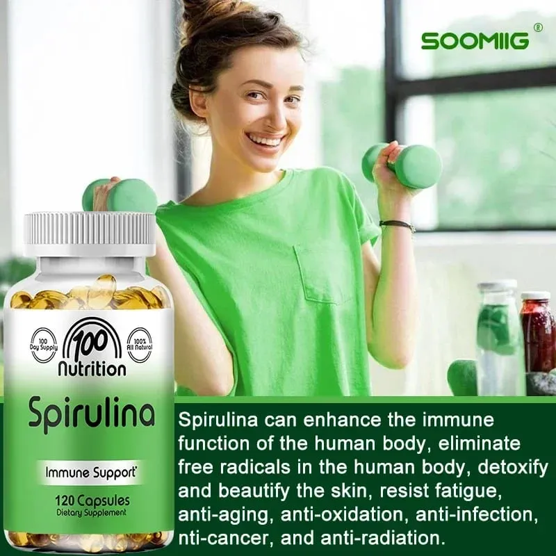 สาหร่ายเกลียวทองสาหร่ายเกลียวทองออร์แกนิก Superfood - รองรับสุขภาพหัวใจและหลอดเลือดและระบบภูมิคุ้มกันสุขภาพสารต้านอนุมูลอิสระที่มีประสิทธิภาพ