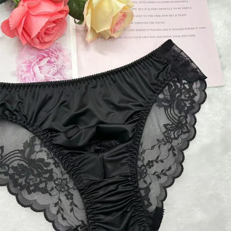 Herren Sissy-Höschen, Bikini-Slip, Dessous, Spitzenbesatz, Sissy-Unterwäsche, schwuler männlicher Crossdress-Unterhose, sexy Unterwäsche für Männer — image 3