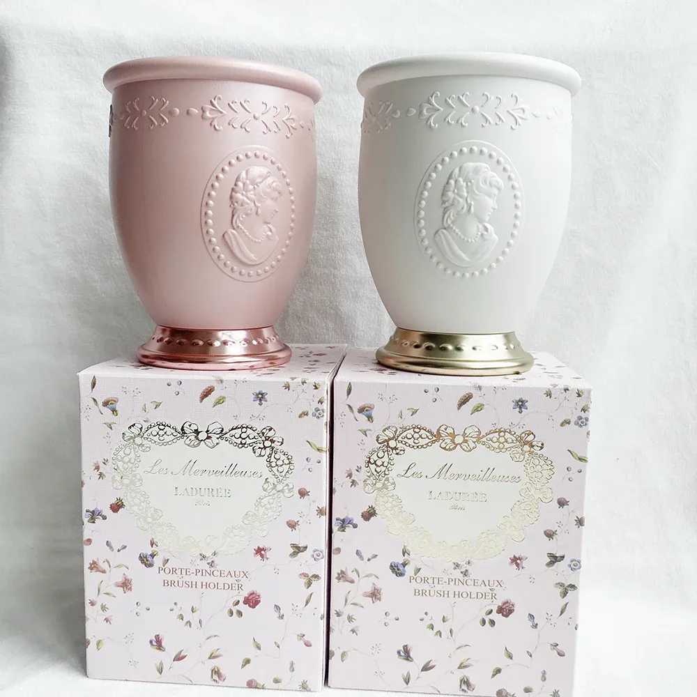 Laduree Queens Brush Holders White Pink Luxurious Makeup Brushes Cylinders Storage Containers — image 5