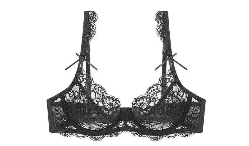 Reggiseno push-up in pizzo francese romantico, ultra sottile, non imbottito, senza ferretto, senza fodera, busto grande, minimizzatore, set di lingerie BANERDANNI S-XL