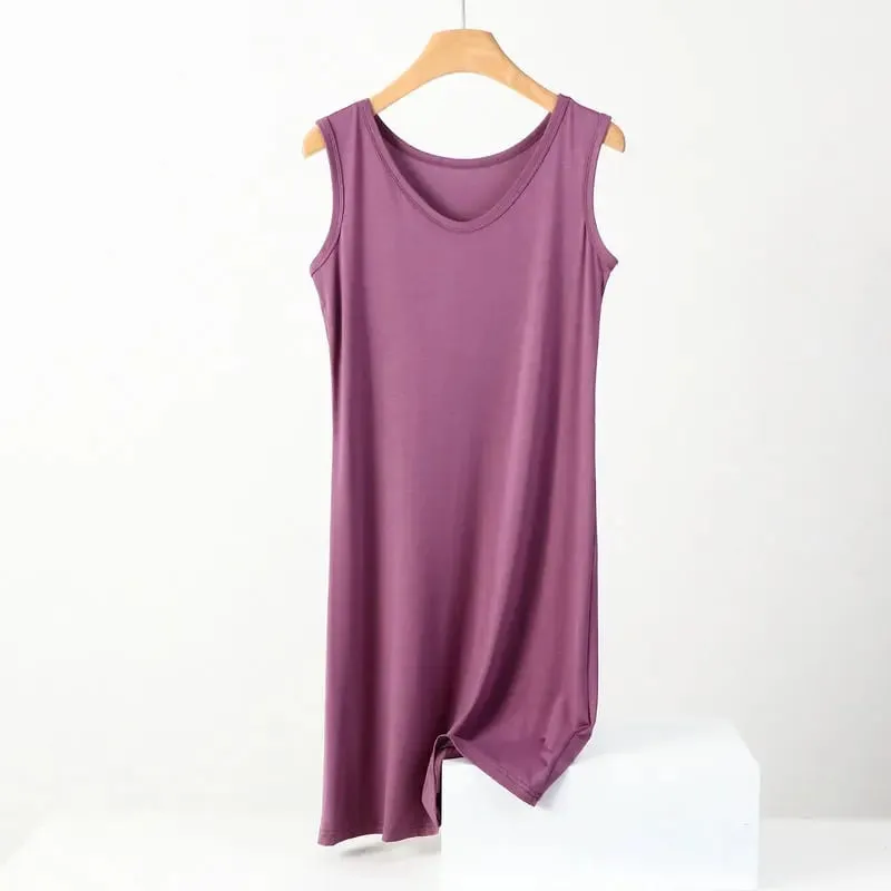 Summer Modal Sleeveless Dress Solid color Tank dress Large size 8XL Mid-Length Bottoming Cami dresses All match — image 10