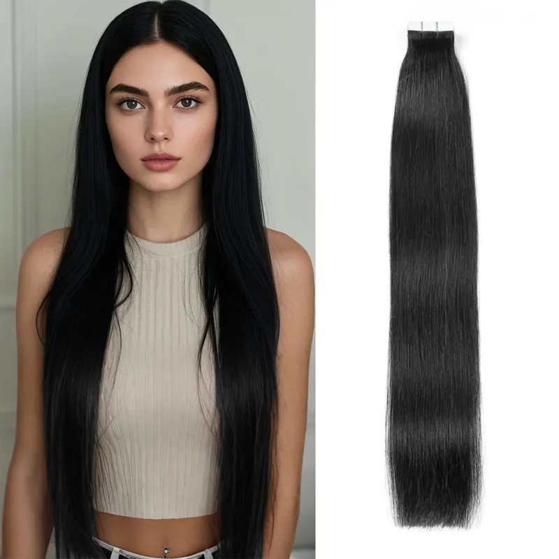 Straight Invisible Skin Weft Tape ins Extensions Human Hair Tape in Hair Extensions Real Human Hair 20pcs Remy Hair Extensions